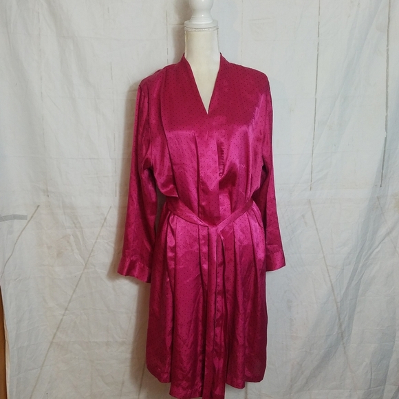 Morgan taylor Intimates pink polka dot Satin robe - Picture 6 of 8
